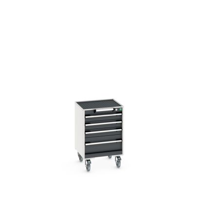 cubio Schubladenschrank mobil bestückt mit 4 Schubladen BxTxH: 525x525x785mm