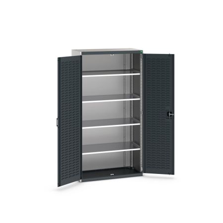 cubio Flügeltürschrank bestückt mit Schlitzprägung, 4 Fachböden BxTxH: 1050x525x2000mm