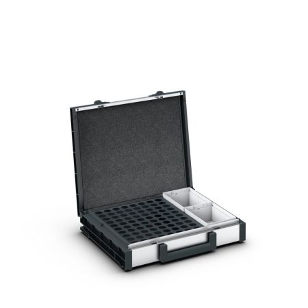 varioCase M 84 mit Düseneinsatz für 80 Düsen und 2 Boxen - BxTxH: 396x337x84mm - Alu eloxiert