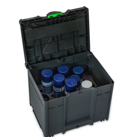 bott Systainer³ M 337 mit Spraydoseneinsatz für 14 Dosen - BxTxH: 396x296x337mm - Kunststoff / RAL 7016