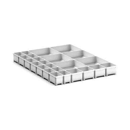 cubio Sortiment mit 24 Boxen BxTxH: 525x650x50mm - Kunststoff / RAL 7035
