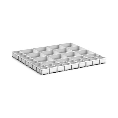 cubio Sortiment mit 41 Boxen BxTxH: 800x750x50mm - Kunststoff / RAL 7035