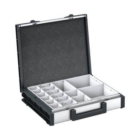 varioCase M 84 mit 17 Boxen BxTxH: 396x337x84mm - Alu eloxiert