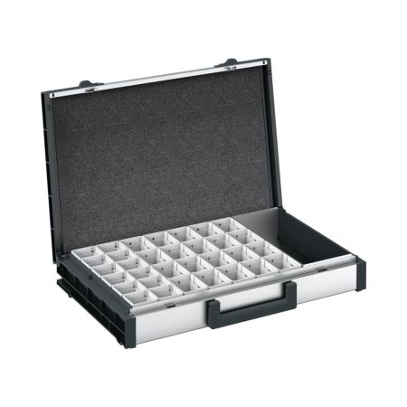 varioCase L 84 mit 32 Boxen und Werkzeugfach - BxTxH: 508x337x84mm - Alu eloxiert