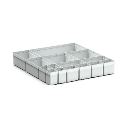 verso Sortiment mit 15 Boxen BxTxH: 525x550x100 - Kunststoff / RAL 7035