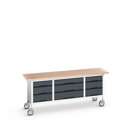 verso mobile Kastenwerkbank (Multiplex) mit 9 Schubladen BxTxH: 2000x600x830mm